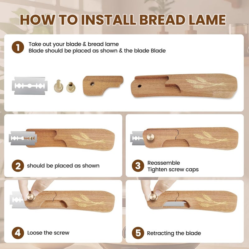 Drcomtruing Bread Lame Dough Scoring Tool, Upgrade Bread Scoring Tool for Sourdough Bread Baking, Sourdough Scoring Tool for Homemade With 10 Razor Blades - Image 4